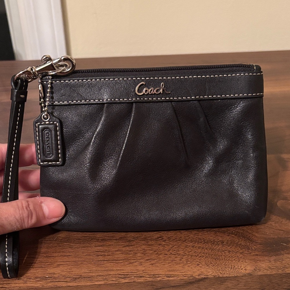 Coach Black Leather Wristlet